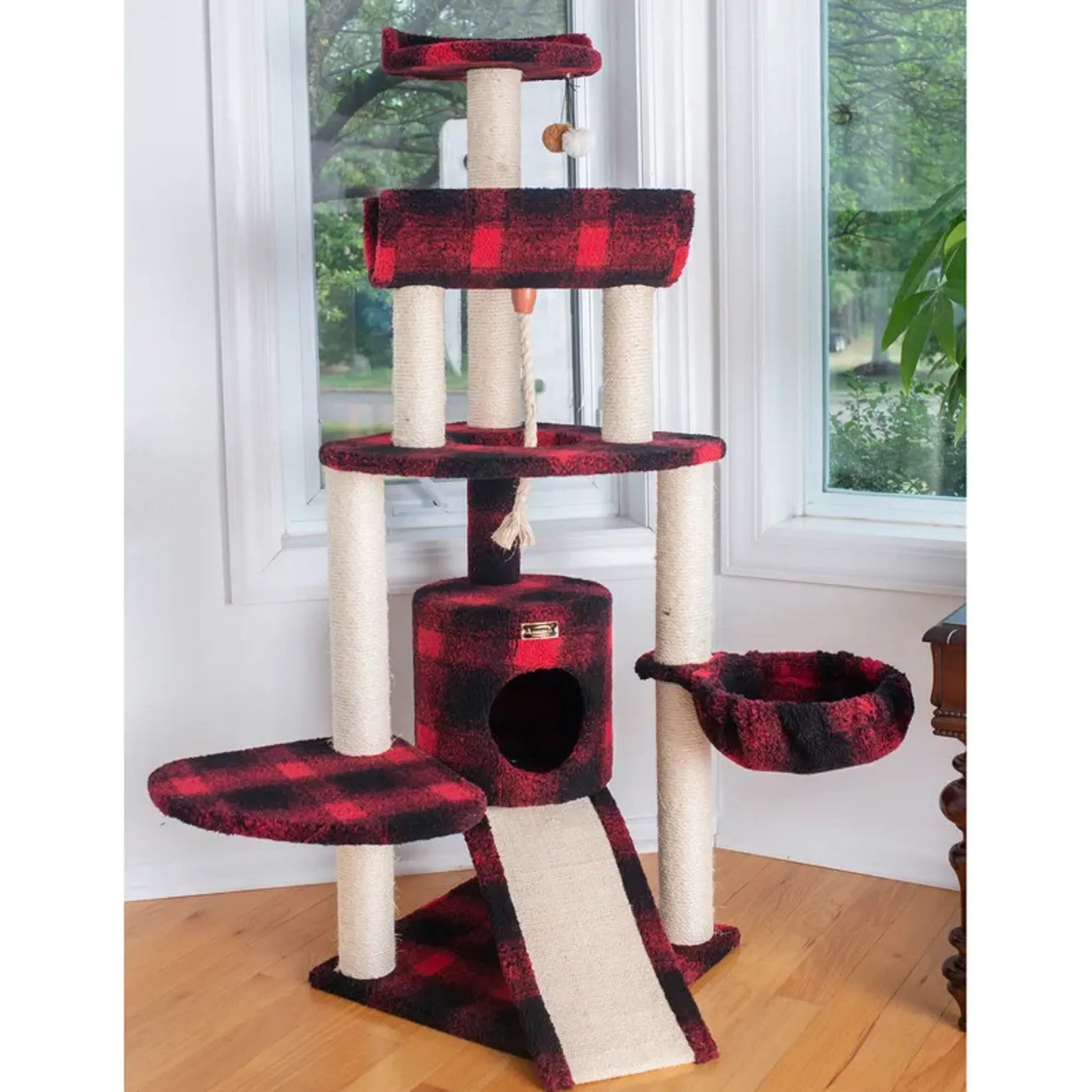 Armarkat Real Wood Spacious Thick Fur Cat Tower W Lounge, Beige