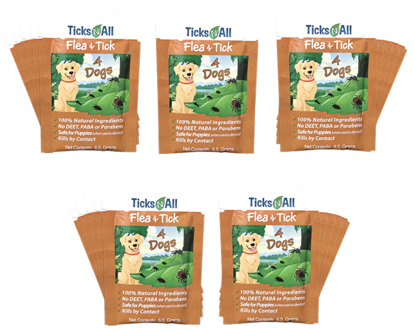 All Natural FleaTick Wipes 4-Dogs (25 count.)