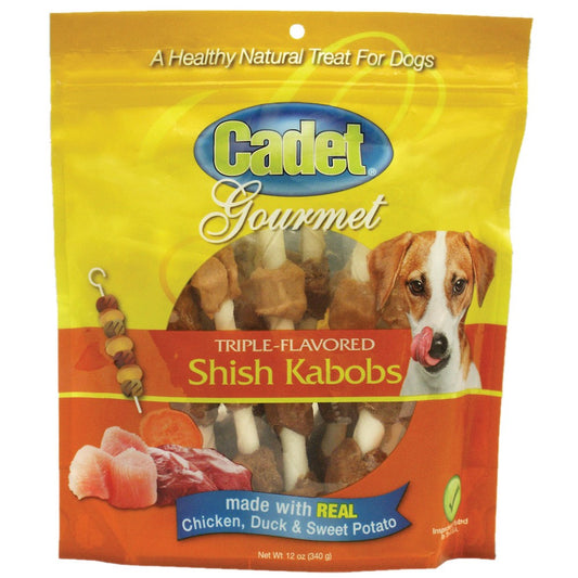 Cadet Gourmet Rawhide Shish Kabob Triple Flavor Treats 12 ounces