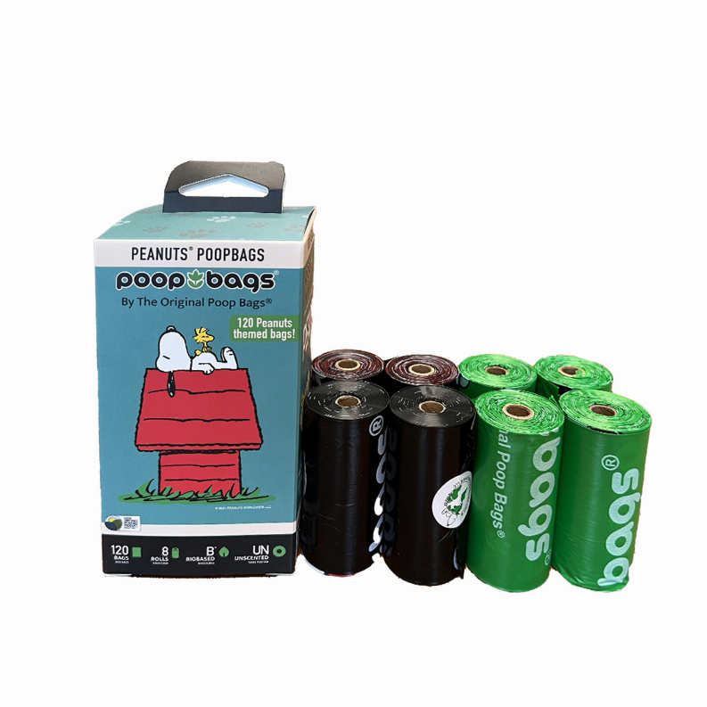 USDA Biobased Peanuts Unscented Leash Rolls, BLACK/GREEN