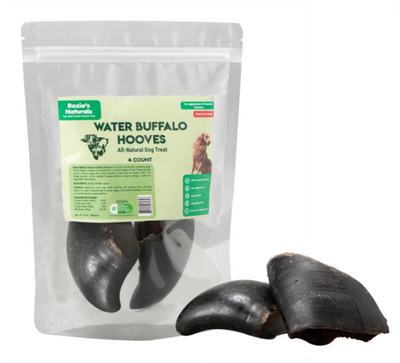 WATER BUFFALO HOOVES-100% Natural, High Protein, 4 CT-10 oz, Lg, Black