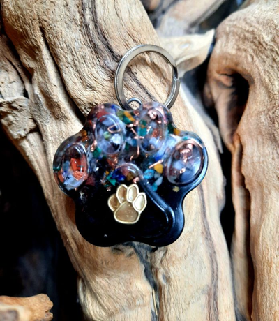 Secret Synergy Stone EMF 5G Protection Pet Charm – Shungite Paw Print