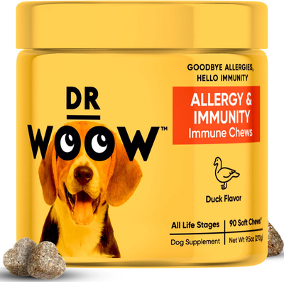 Dr Woow Dog Allergy Relief & Immunity Soft Chews | Salmon Oil | 90 Ct