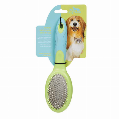 u-Groom Combo Dog Grooming Tool – Soft Bristle and Pin Brush
