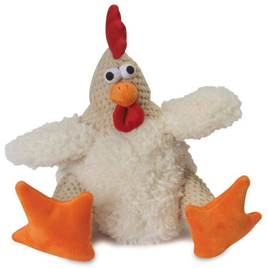 goDog Checkers Fat Rooster White w/Chew Guard Plush Dog Toy, Large