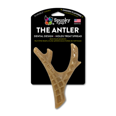 Spunky Pup The Antler Elk Y-Shape Nylon Dog Chew Toy - Chicken Flavor