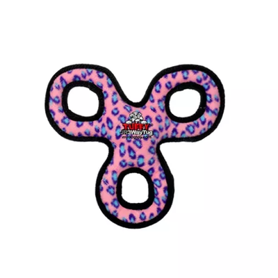 Tuffy Jr 3-Way Tug Dog Toy – Pink Leopard Interactive Tug Toy