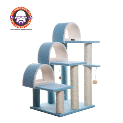 Armarkat 38" Ivory Cat Step Stairs | Wood Pet Ramp with Tunnel & Scratcher