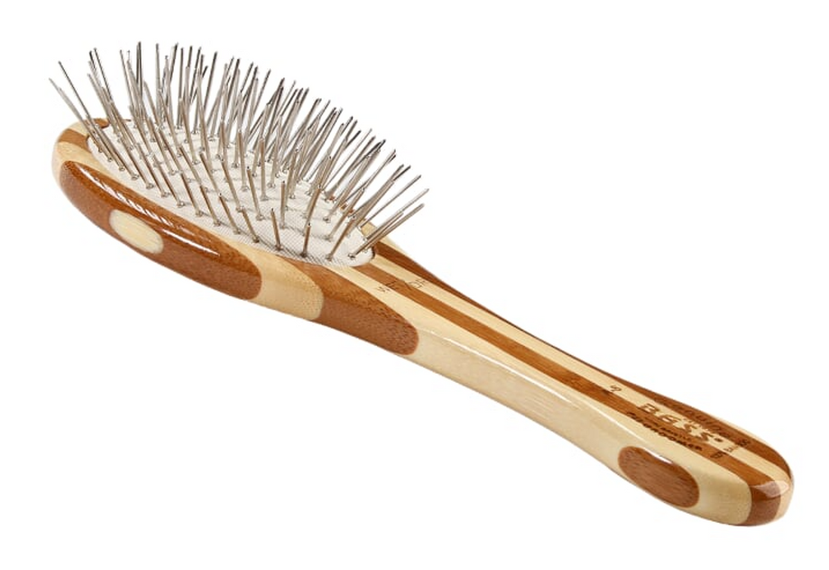 Bass Brushes- Style & Detangle Pet Brush, Small, Striped Bamboo