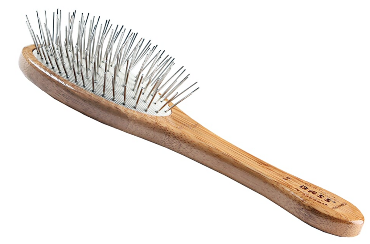 Bass Brushes- Style & Detangle Pet Brush, Medium, Dark Bamboo