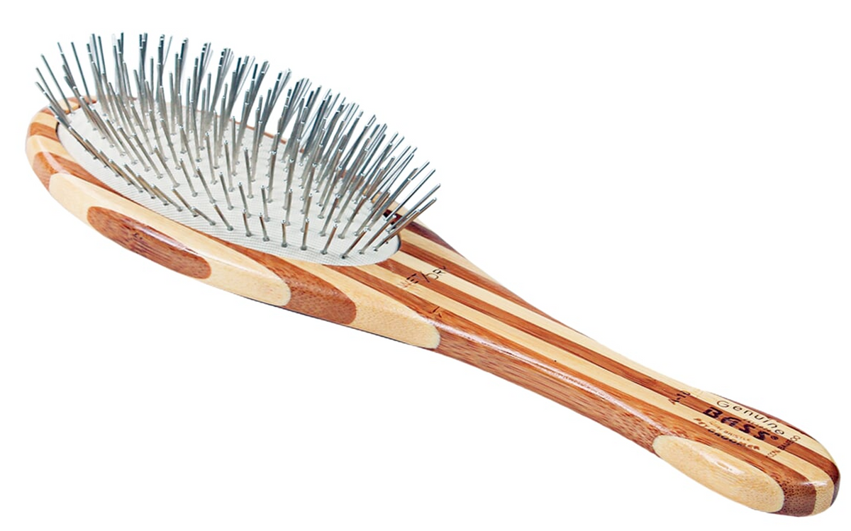 Bass Brushes- Style & Detangle Pet Brush, Large, Striped Bamboo
