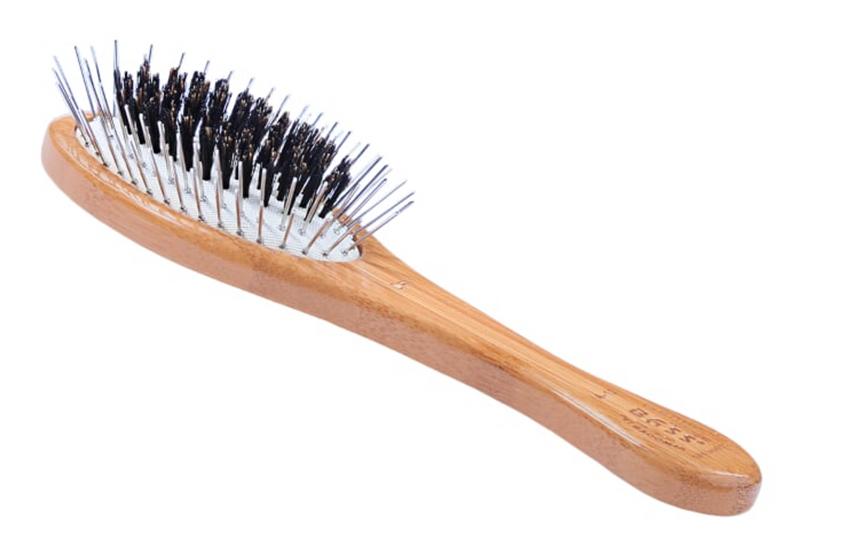 Bass Brushes- The Hybrid Groomer, Small, Dark Bamboo