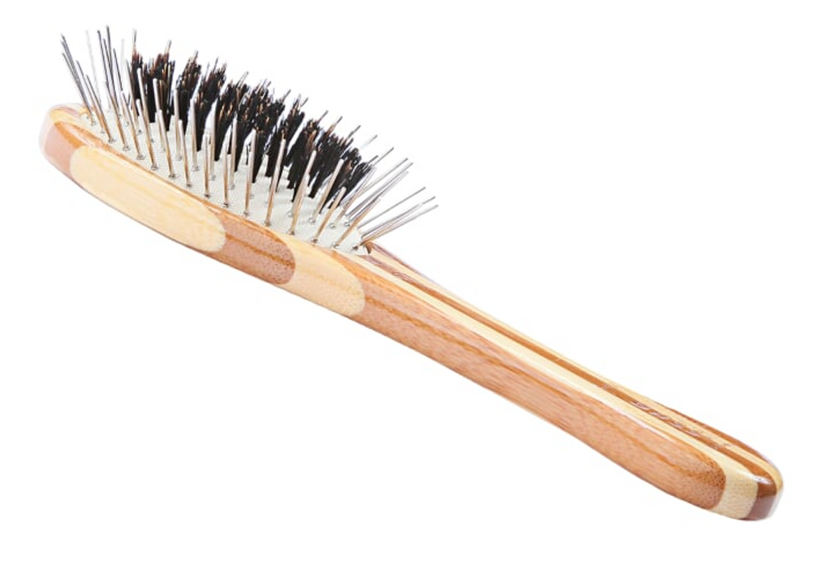 Bass Brushes- The Hybrid Groomer, Small, Striped Bamboo
