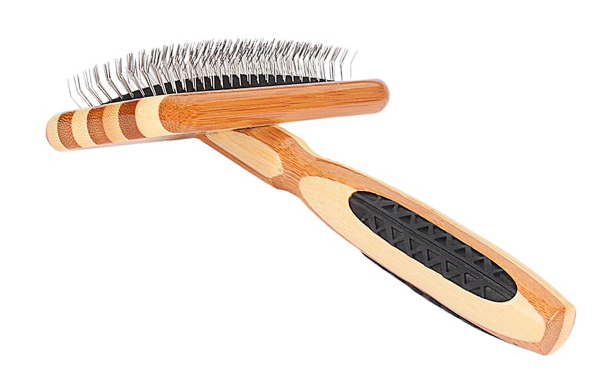 Bass Brushes- De-matting Pet Brush Slicker Style, Medium, Striped Bamboo
