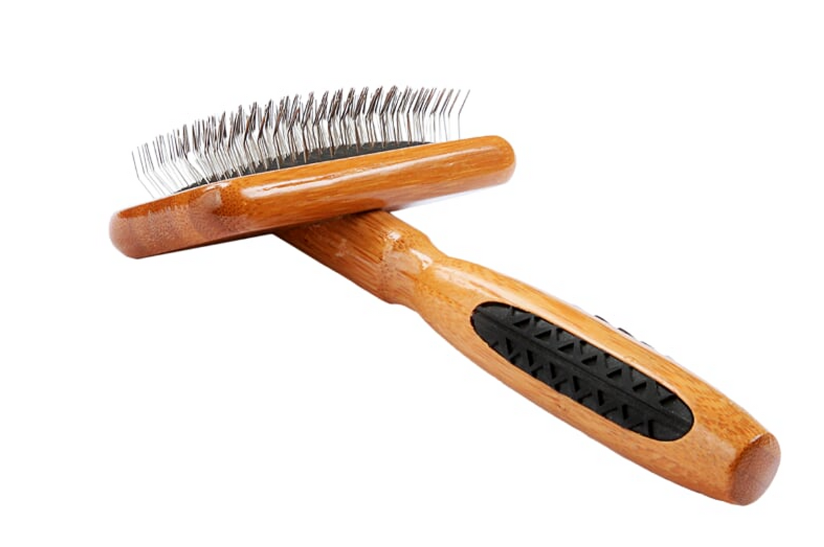 Bass Brushes- De-matting Pet Brush Slicker Style, Small, Dark Bamboo