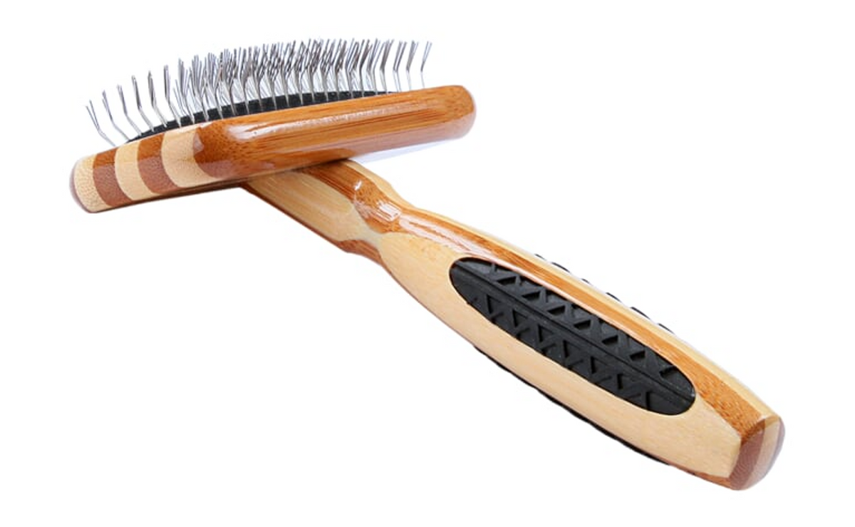Bass Brushes- De-matting Pet Brush Slicker Style, Small, Striped Bamboo