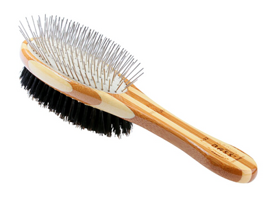 Bass Brushes- Dual Sided Pet Brush Oval Style, Full, Striped Bamboo
