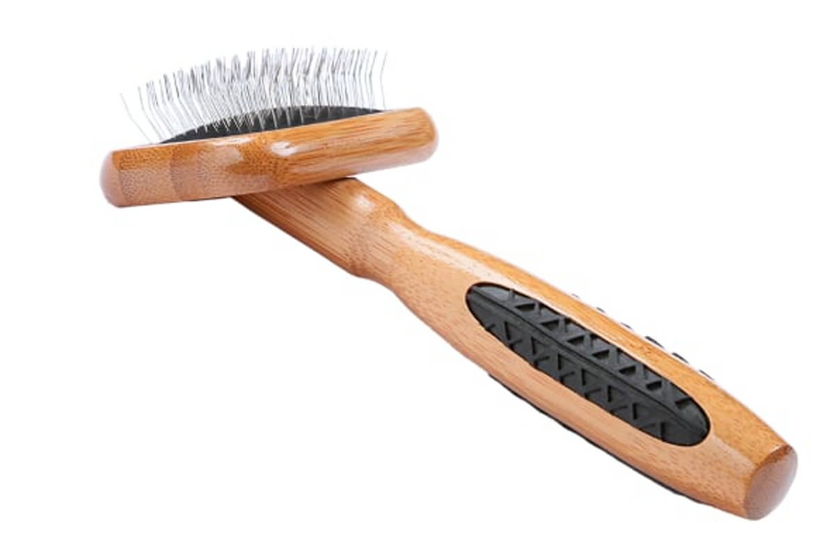 Bass Brushes- De-matting Pet Brush Slicker Style, Extra Small, Dark Bamboo