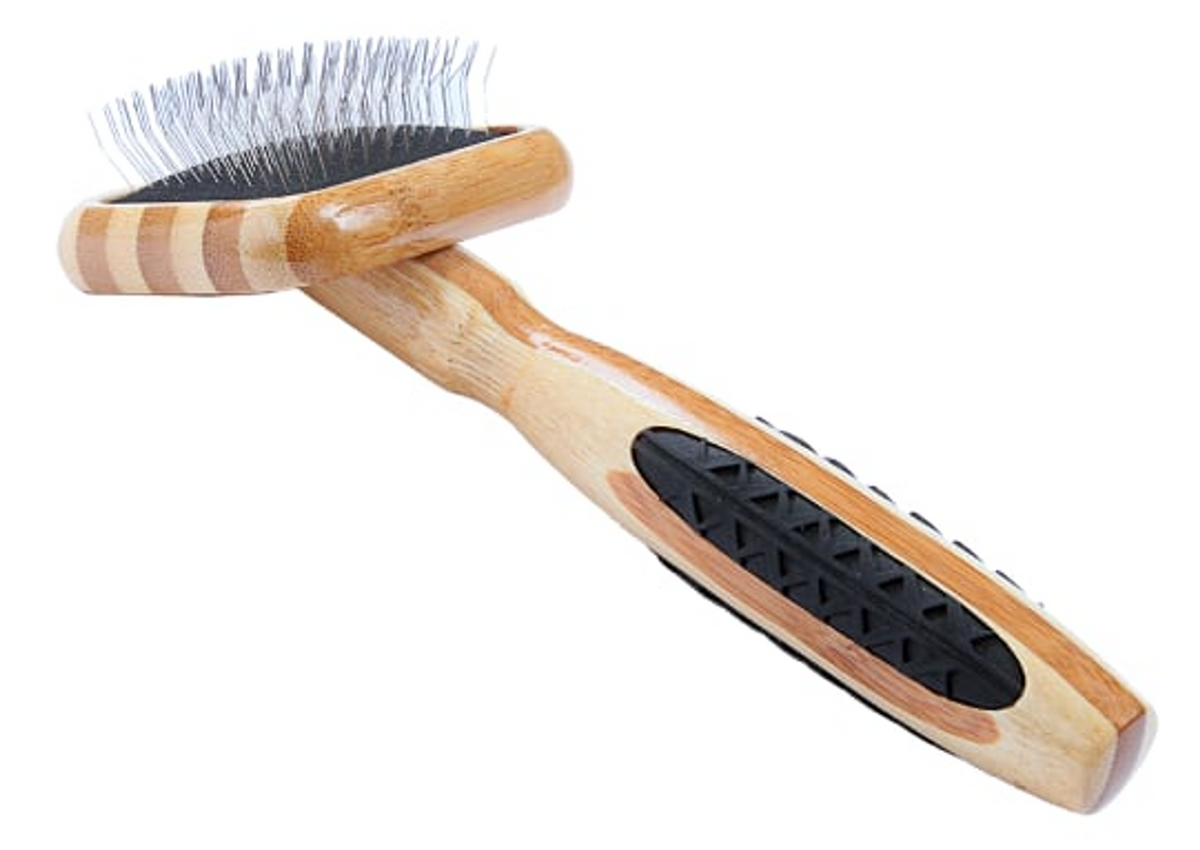 Bass Brushes- De-matting Pet Brush Slicker Style, Extra Small, Striped Bamboo
