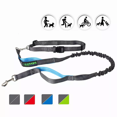 JESPET Hands-Free Bungee Dog Leash – Reflective Shock-Absorbing Blue