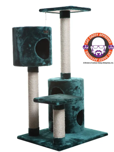 Armarkat 43" Multi-Level Cat Tree Condo – Dark Green Faux Fur