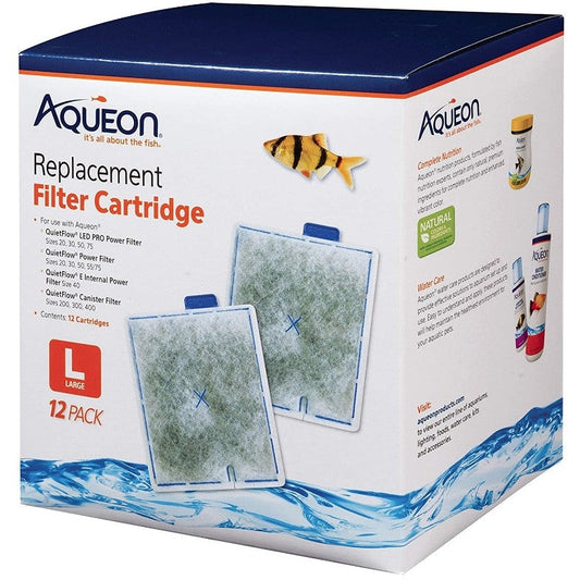 Aqueon QuietFlow Replacement Filter Cartridge Large, 12 ct