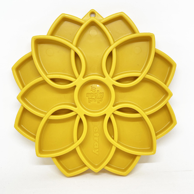 SodaPup Mandala eTray Dog Slow Feeder & Enrichment Lick Mat, Yellow