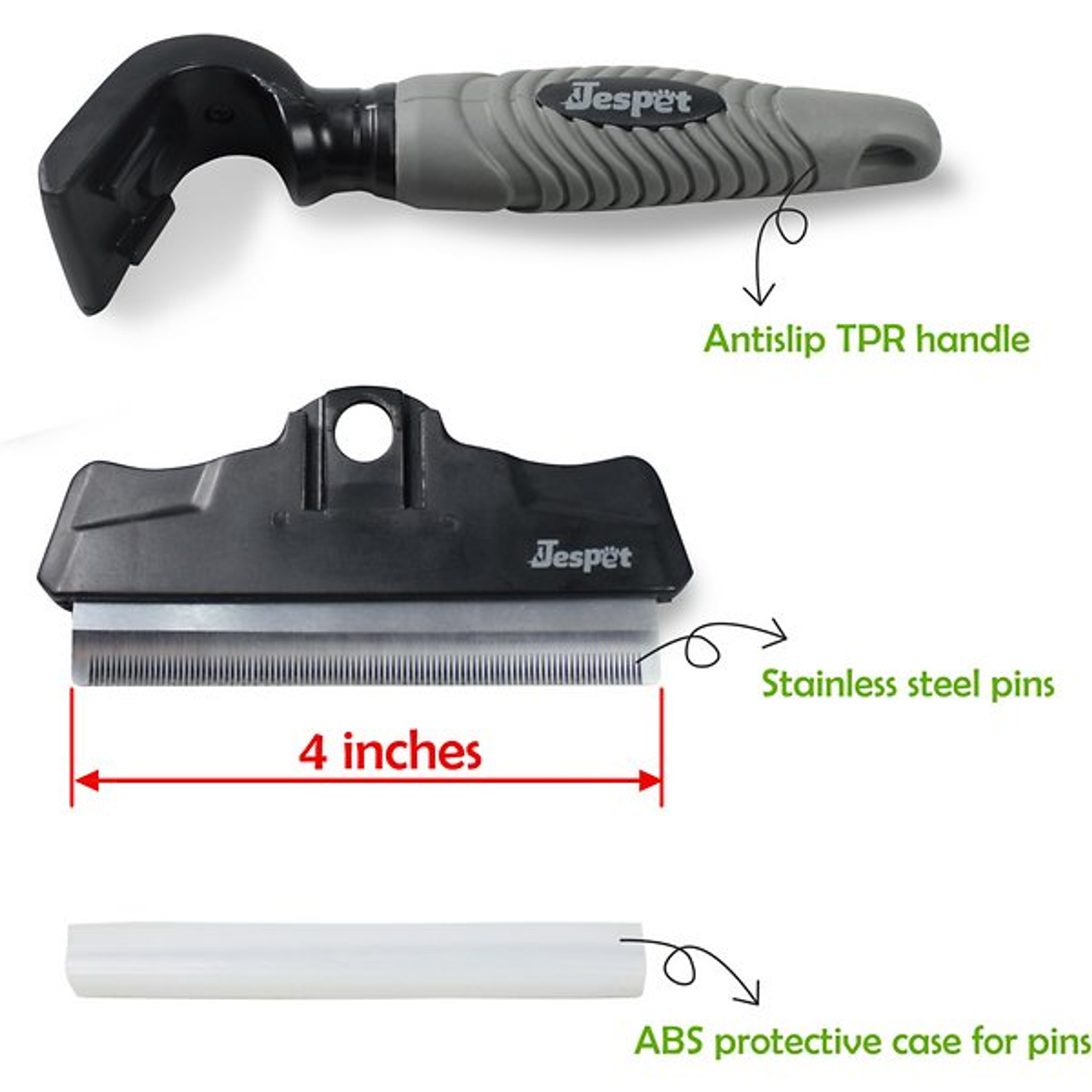 Jespet Deshedding Dog Brush – Stainless Steel Undercoat Grooming Tool