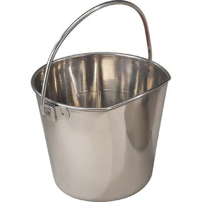 ProSelect Flat Sided Stainless Steel Pail for Cages and Kennels - Size Choice