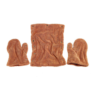Hueter Toledo Muddy Mit Microfiber Pet Towel with Mitts, Tan, Small