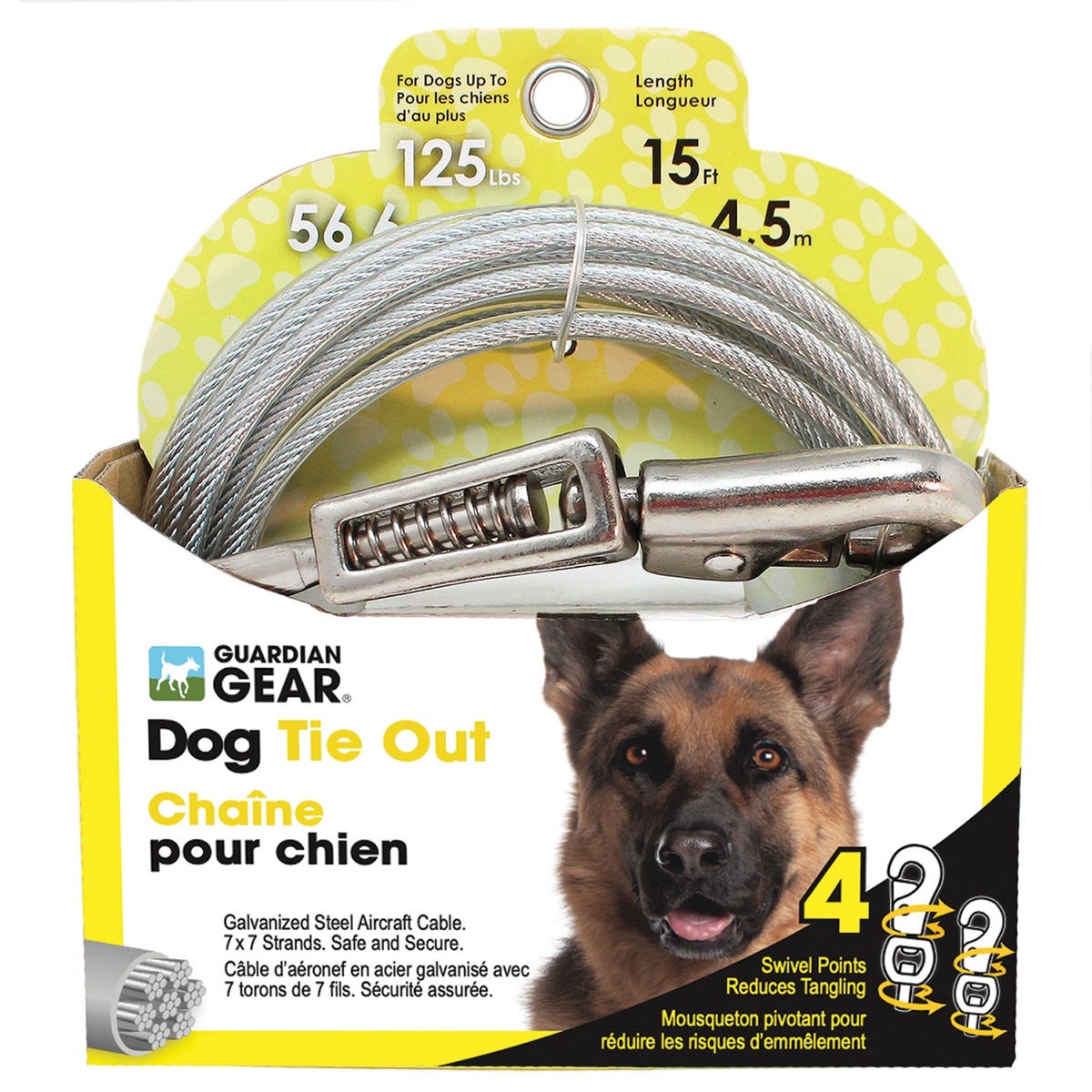 GG XL Dog Tie Out w Spring 15ft