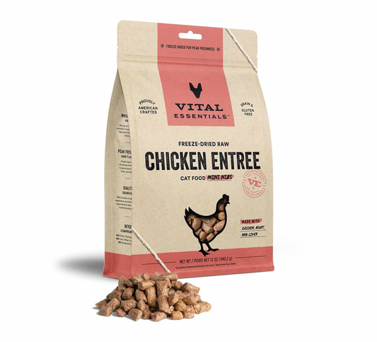 Vital Essentials(R) Freeze-Dried Raw Chicken Entree Cat Food Mini Nibs, 12 oz