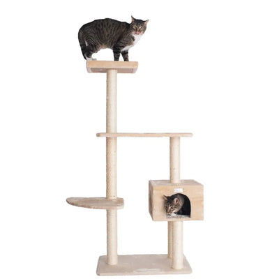 GleePet 57-Inch Cat Tree – Multi-Level Cat Tower with Sisal Posts, Beige