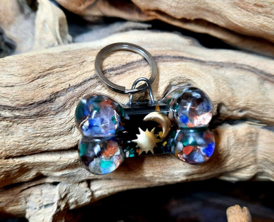Secret Synergy Stone EMF 5G Protection Pet Charm – Sun & Moon Dog Bone