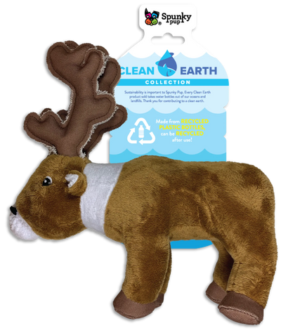 Spunky Pup Clean Earth Recycled Plush Caribou Dog Toy - Large
