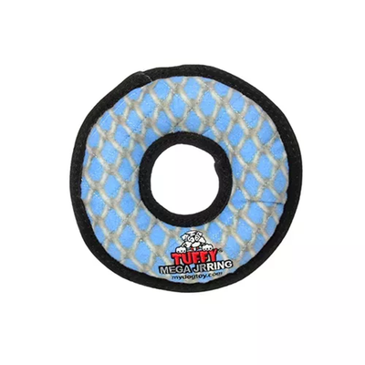Tuffy Mega Jr Ring Durable Dog Tug Toy – Blue 4-Layer Material