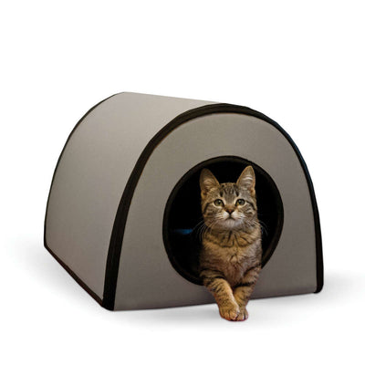 K&H Pet Products Heated Outdoor Cat Shelter – Gray Polyester Bed