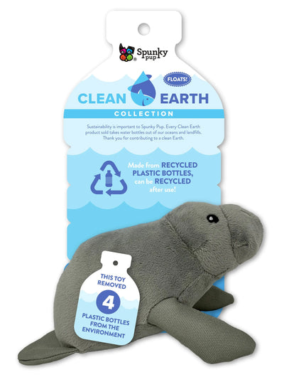 Spunky Pup Clean Earth Manatee – Recycled Eco-Friendly Squeaky Dog Toy
