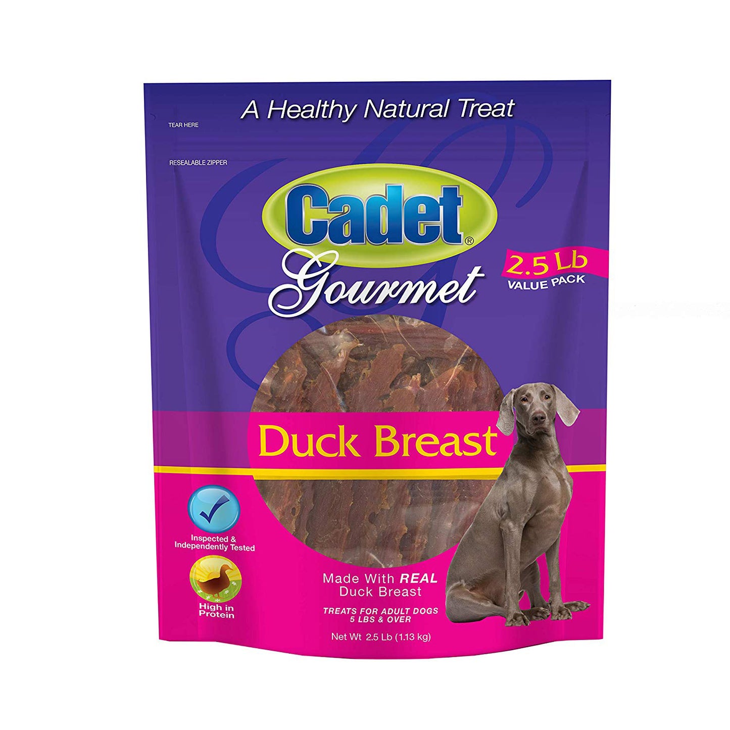 Cadet Premium Duck Breast Jerky Dog Treats | High Protein, 2.5 lbs