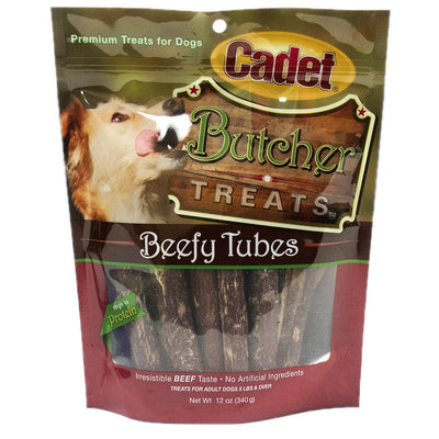 Cadet Beefy Tubes – Natural Beef Esophagus Dog Treats, 12 Ounces