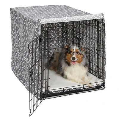 MidWest QuietTime Defender Dog Crate Cover – Gray Polyester, 24-inch