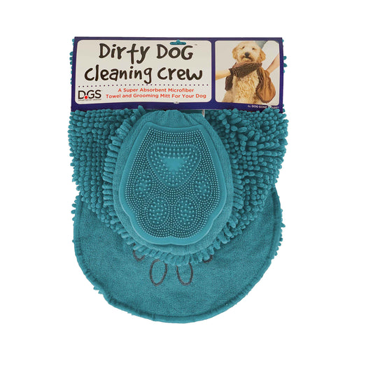 DGS Pet Products Dirty Dog Microfiber Shammy & Grooming Mitt, Blue