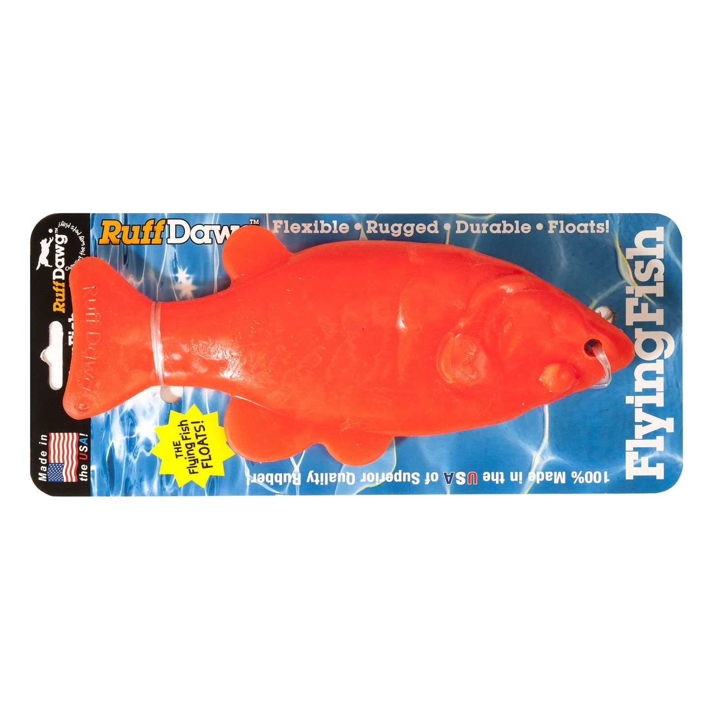 Ruff Dawg Flying Fish Rubber Dog Toy - Floating Neon Fetch Toy