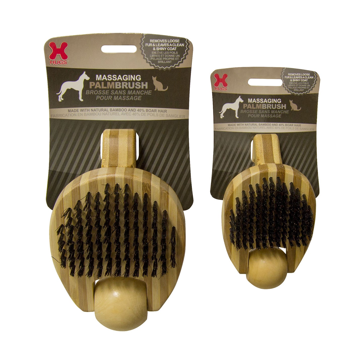 Hugs Pet Products Massaging Pet Palm Brush - Small Brown Grooming Tool