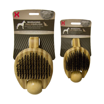 Hugs Pet Products Massaging Pet Palm Brush - Small Brown Grooming Tool