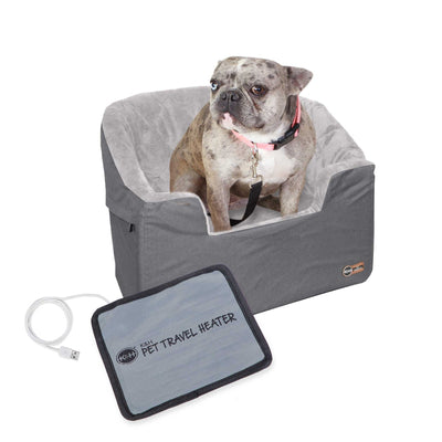 K&H Pet Products Heated Bucket Booster Dog Car Seat – Large Gray 22"