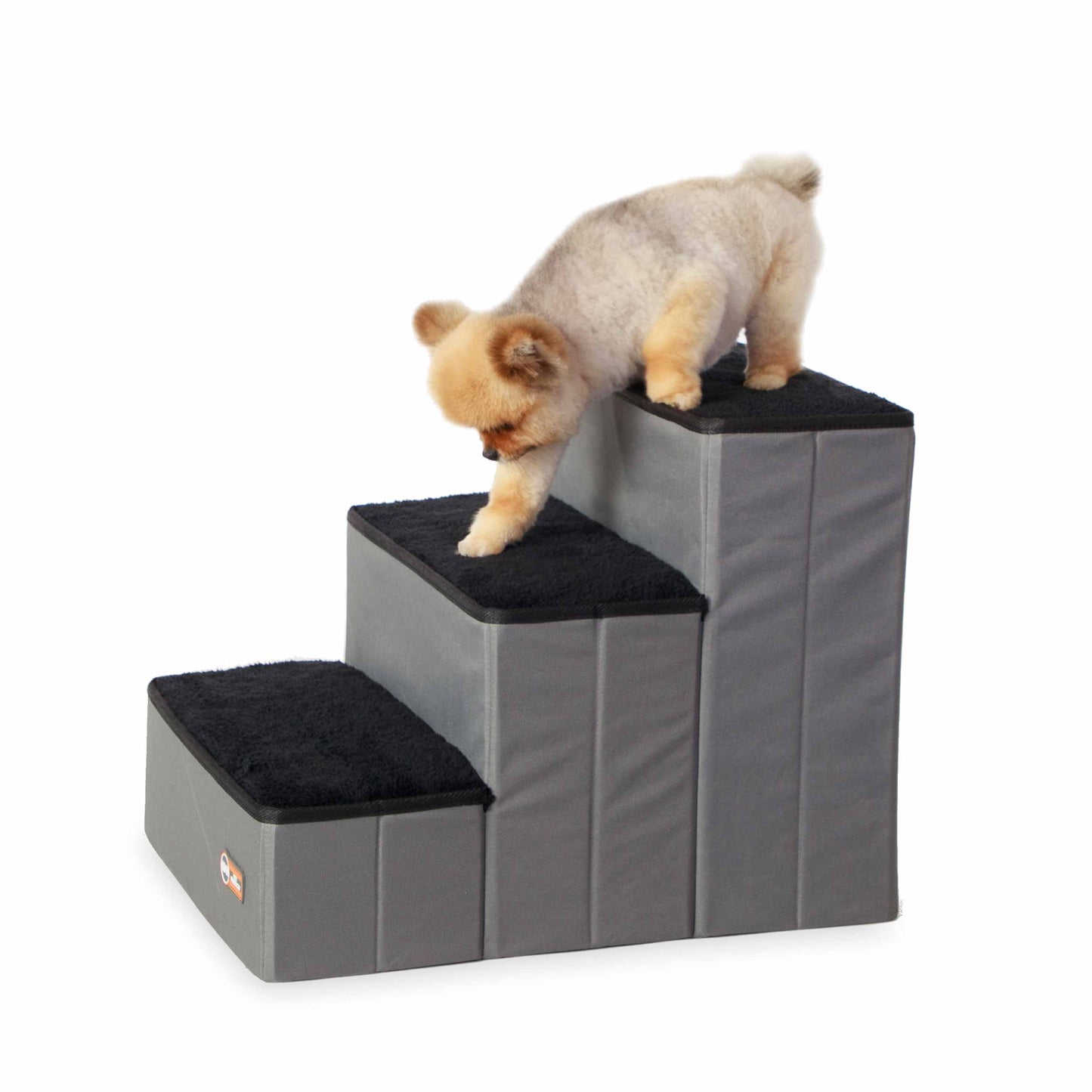 K&H Pet Products 3-Step Pet Stairs with Storage – Gray/Black