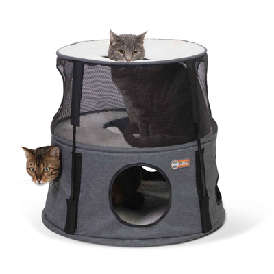 K&H Pet Products Kitty Tower – 2-Story Indoor Cat Tree, Gray