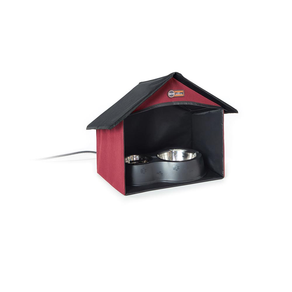 K&H Pet Products Outdoor Kitty Dining Room – Weatherproof Red Shelter