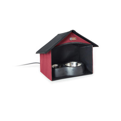 K&H Pet Products Outdoor Kitty Dining Room – Weatherproof Red Shelter